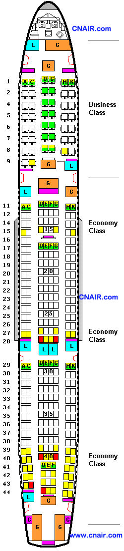 馬來西亞航空公司空中客車A330-300 (Two class)機型